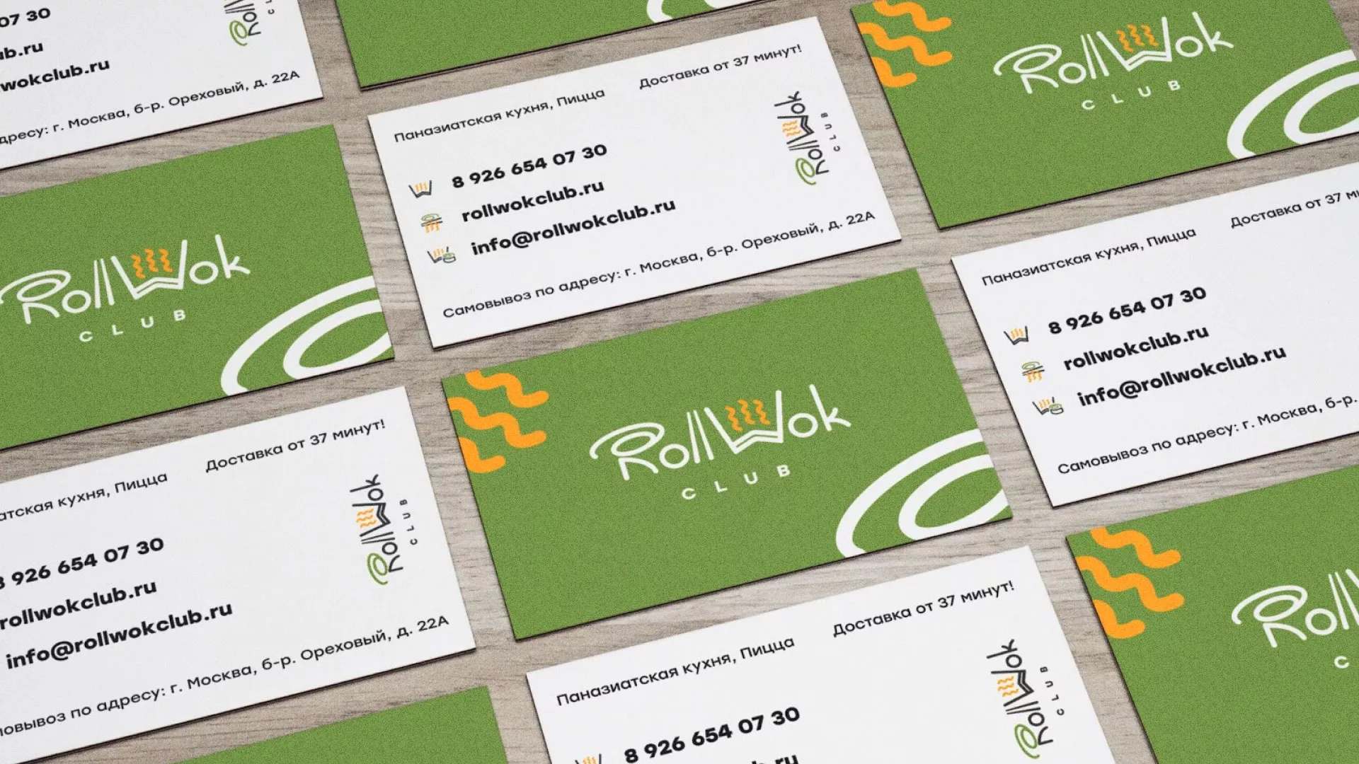 Разработка дизайна визиток суши-бара «Roll Wok Club» в Нижней Салде